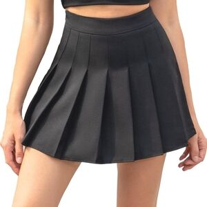 Elegant Black Skater Skirt With Shorts
